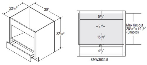 Aristokraft Cabinetry Select Series Gaither Birch 5 Piece Universal Design Base Built-In Microwave Cabinets BMW3032.5