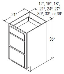 Aristokraft Cabinetry All Plywood Series Gaither Birch Vanity Three Drawer Base VDB3635
