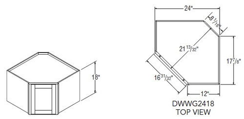Aristokraft Cabinetry All Plywood Series Glyn Birch Diagonal Corner Wall Cabinet with Glass DWWG2418