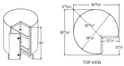 Aristokraft Cabinetry All Plywood Series Glyn Paint Base Lazy Susan BLS36R Hinged Right
