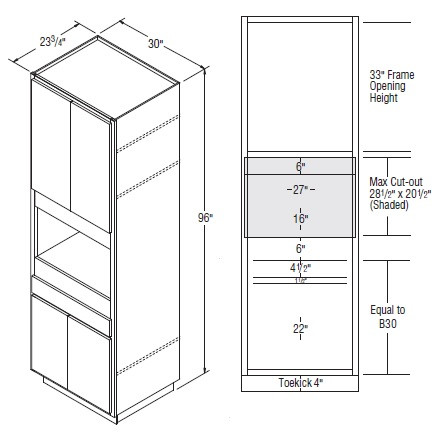 Aristokraft Cabinetry All Plywood Series Glyn Paint Microwave Tall Cabinet TMW3096B