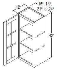 Aristokraft Cabinetry All Plywood Series Korbett Paint Wall Cabinet with Mullion Doors WMD2142L Hinged Left