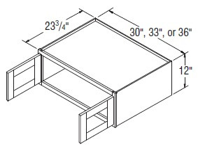 Aristokraft Cabinetry All Plywood Series Korbett Paint Refrigerator Wall Cabinets with Doors Prepped for Glass RWPG3312B