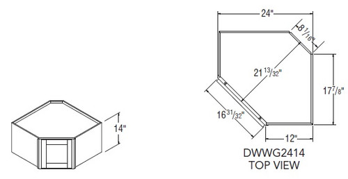 Aristokraft Cabinetry All Plywood Series Korbett Paint Diagonal Corner Wall Cabinet with Glass DWWG2414