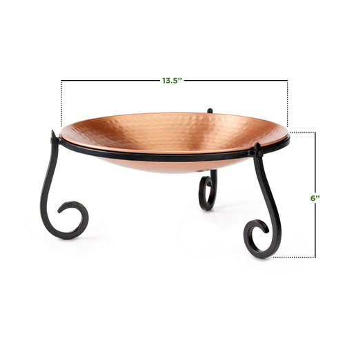Good Directions - 13" Freestanding Copper Bird Bath with Ground Stand - BB-1