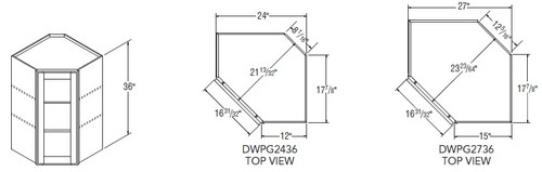 Aristokraft Cabinetry All Plywood Series Korbett Maple Diagonal Corner Wall Cabinet with Doors Prepped for Glass DWPG2436L Hinged Left
