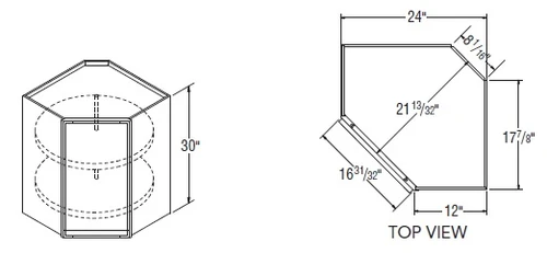 Aristokraft Cabinetry All Plywood Series Korbett Maple 5 Piece Diagonal Corner Roto Wall Cabinet DWR2430L Hinged Left