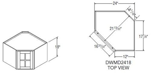 Aristokraft Cabinetry All Plywood Series Korbett Maple 5 Piece Diagonal Corner Wall Cabinet with Mullion Door DWMD2418