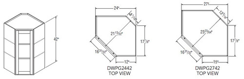 Aristokraft Cabinetry All Plywood Series Korbett Maple 5 Piece Diagonal Corner Wall Cabinet with Doors Prepped for Glass DWPG2442