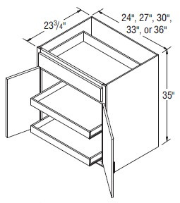 Aristokraft Cabinetry Select Series Rena PureStyle Paint Base Cabinets with Double Roll Tray B30RT-2B
