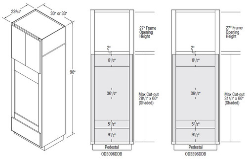Aristokraft Cabinetry Select Series Rena PureStyle Paint Microwave/Oven Combination Cabinets with Deep Drawer OD3396DDB