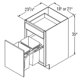 Aristokraft Cabinetry All Plywood Series Rena PureStyle Paint Base Wastebasket BWB18
