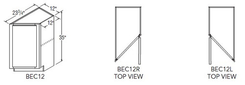 Aristokraft Cabinetry All Plywood Series Rena PureStyle Paint Base End Cabinet BEC12R Hinged Right