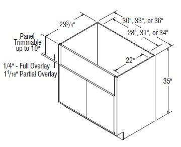 Aristokraft Cabinetry All Plywood Series Rena PureStyle Paint Country Sink Base CNTYSB30B