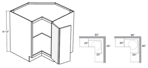 Cubitac Cabinetry Newport Cafe Bi-fold Doors Square Corner Base Cabinet with One Shelf - BSQC33-NC