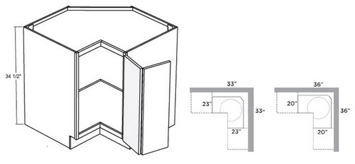 Cubitac Cabinetry Newport Cafe Bi-fold Doors Square Corner Base Cabinet with One Shelf - BSQC36-NC