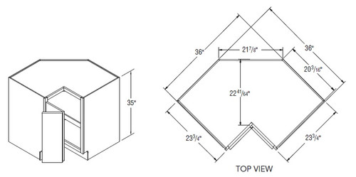 Aristokraft Cabinetry All Plywood Series Sinclair Birch Paint Square Corner / Base Roto Easy Reach SCER36R Hinged Right