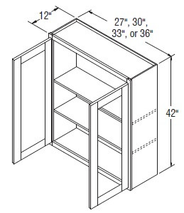 Aristokraft Cabinetry All Plywood Series Tilden PureStyle Wall Cabinet with Doors Prepped For Glass WPG2742B