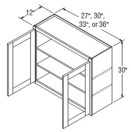 Aristokraft Cabinetry All Plywood Series Tilden PureStyle Wall Cabinet with Doors Prepped For Glass WPG2736B