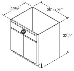Aristokraft Cabinetry All Plywood Series Tilden PureStyle Universal Design Sink Base Cabinets SB3632.5B
