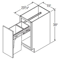Aristokraft Cabinetry Select Series Tilden PureStyle Base Wastebasket with Full Height Door BWB15FH