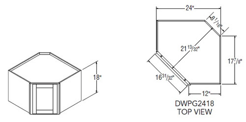 Aristokraft Cabinetry All Plywood Series Trenton Birch Diagonal Corner Wall Cabinet with Doors Prepped for Glass DWPG2418