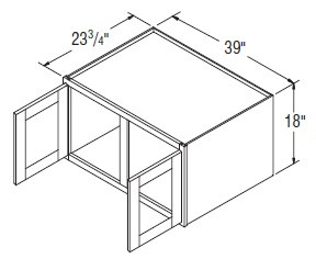 Aristokraft Cabinetry All Plywood Series Winstead Paint Refrigerator Wall Cabinets with Glass RWWG3918