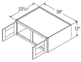 Aristokraft Cabinetry All Plywood Series Winstead Paint Refrigerator Wall Cabinets with Doors Prepped for Glass RWPG3912
