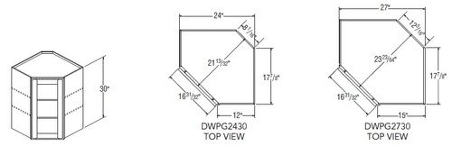 Aristokraft Cabinetry All Plywood Series Winstead Paint Diagonal Corner Wall Cabinet with Doors Prepped for Glass DWPG2730L Hinged Left