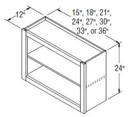 Aristokraft Cabinetry All Plywood Series Winstead Paint 5 Piece Wall Open Cabinet WOL1524