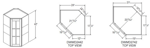 Aristokraft Cabinetry All Plywood Series Winstead Paint 5 Piece Diagonal Corner Wall Cabinet with Mullion Door DWMD2742