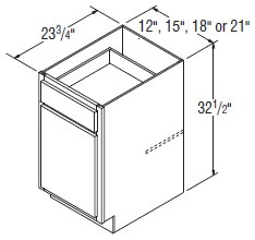 Aristokraft Cabinetry All Plywood Series Winstead Paint 5 Piece Universal Design Base Cabinets B1832.5