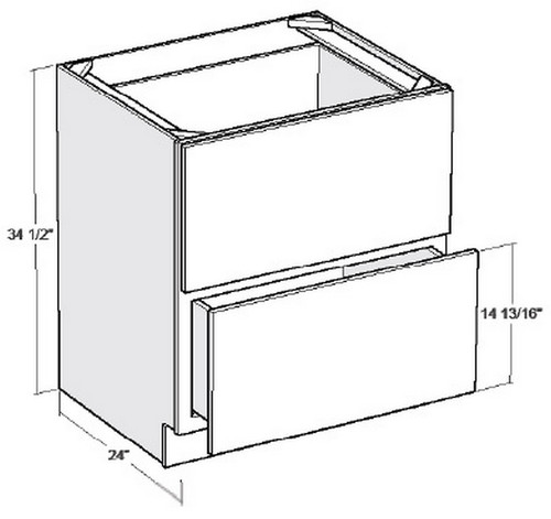 Cubitac Cabinetry Milan Latte Two Drawers Base Cabinet - DB30-2-ML