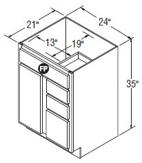 Aristokraft Cabinetry Select Series Winstead Maple Vanity Door and Drawer Base VSD2435L Hinged Left