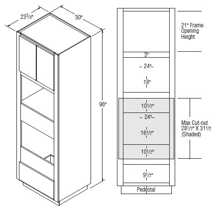 Aristokraft Cabinetry All Plywood Series Landen Maple Oven with Microwave Cabinet OMS3096DDB