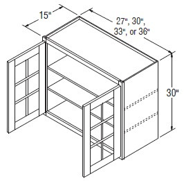 Aristokraft Cabinetry Select Series Landen Maple Wall Cabinet with Mullion Doors WMD333015B