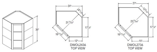 Aristokraft Cabinetry All Plywood Series Landen Maple Paint Diagonal Corner Open Wall Cabinet DWOL2436