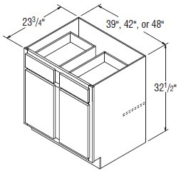 Aristokraft Cabinetry All Plywood Series Landen Maple Paint Universal Design Base Cabinets B4832.5