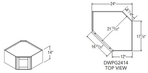 Aristokraft Cabinetry All Plywood Series Landen Maple Paint Diagonal Corner Wall Cabinet with Doors Prepped for Glass DWPG2414