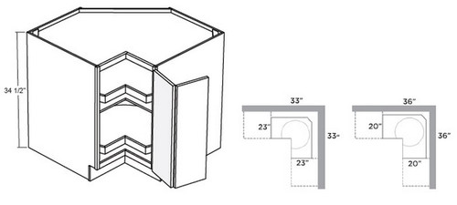 Cubitac Cabinetry Newport Latte Bi-fold Doors Corner Base Wood Lazy Susan Cabinet - BLS33-NL