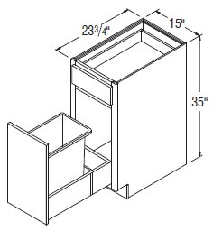 Aristokraft Cabinetry All Plywood Series Landen Maple Paint Base Wastebasket with Bottom Mount Guide BWB15BMG