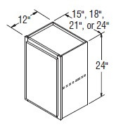 Aristokraft Cabinetry Select Series Landen Maple Paint Wall Cabinet W2124L Hinged Left