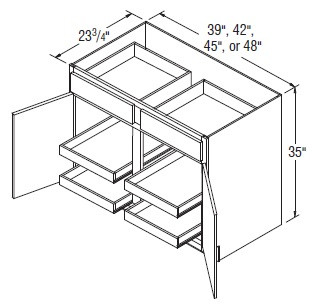 Aristokraft Cabinetry Select Series Landen Maple Paint Base Cabinets with Double Roll Tray B45RT-2