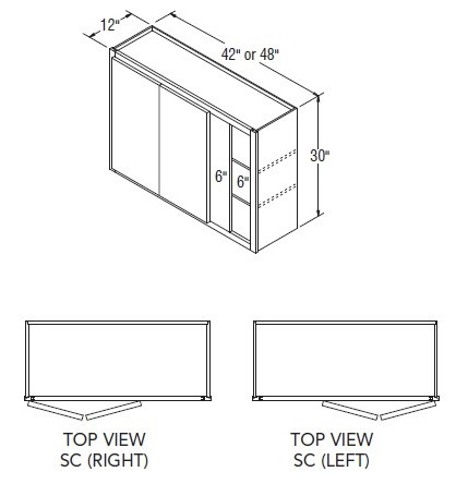 Aristokraft Cabinetry Select Series Sinclair Birch Paint Square Corner Wall Cabinet SC4830BR Hinged Right