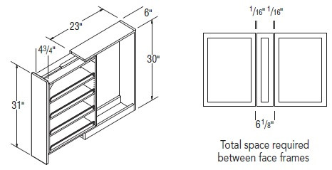 Aristokraft Cabinetry All Plywood Series Trenton Birch Paint Base Box Column Pull-out Cabinet BBCPO6
