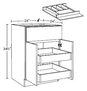 Ideal Cabinetry Norwood Deep Onyx Base Cabinet - B24-2T-CT-NDO