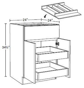 Ideal Cabinetry Nassau Mythic Blue Base Cabinet - B24-2T-UT-NMB