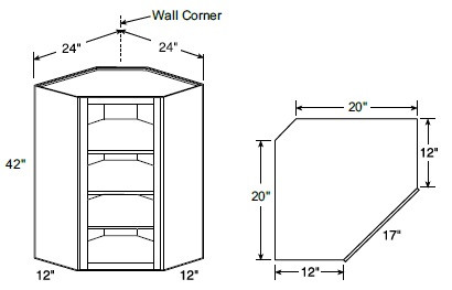 Ideal Cabinetry Waterford Valiant Onyx Angled Cabinet - Without Doors - WA2442ND-WVO