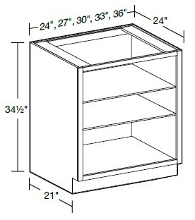 Ideal Cabinetry Waterford Valiant Onyx Base Cabinet - Without Doors - B36ND-WVO