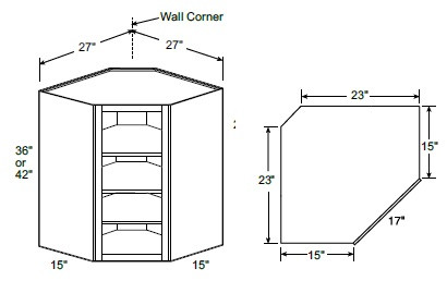 Ideal Cabinetry Waterford Verdant Green Angled Cabinet - Without Doors - WA271536ND-WVA